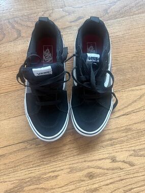 Vans Kids Black and White High Top Sneakers